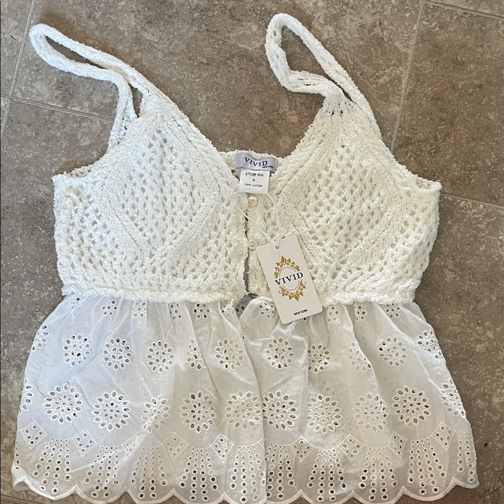 ViVI White Crochet Lace Blouse